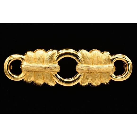 Givenchy Vintage Brooch Pin Brushed Gold Bar Linked Textured Signed 1980s BinAH - Picture 1 of 12
